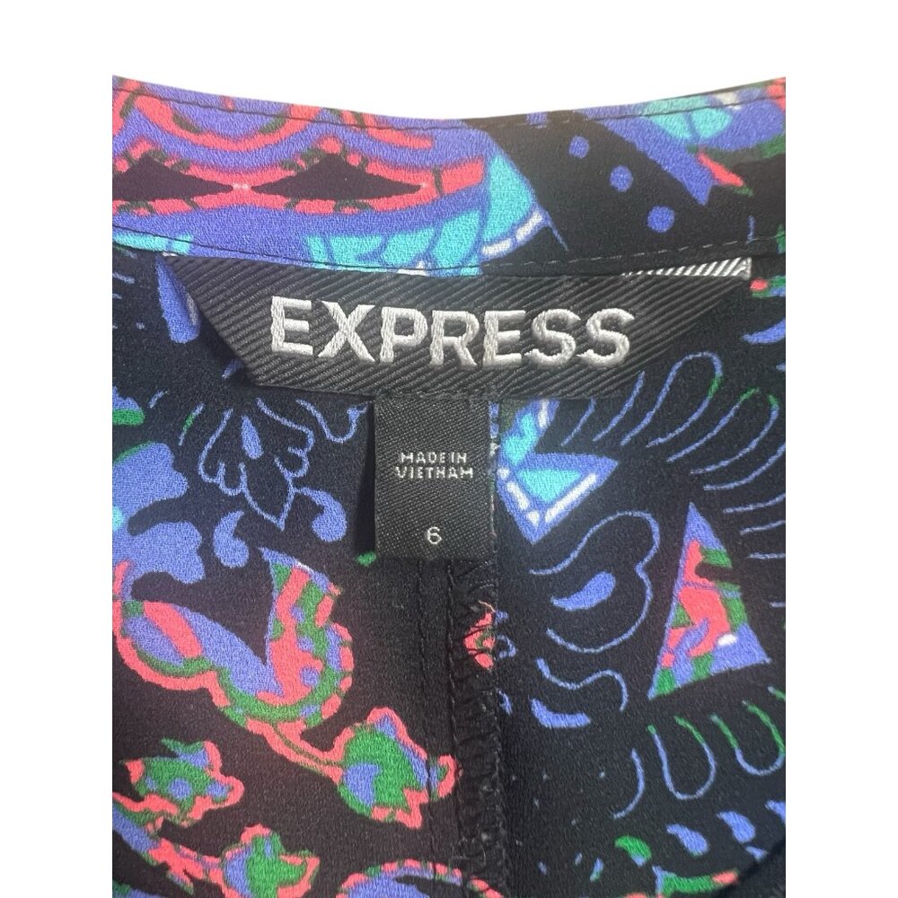Express Women Blue Paisley Bell Sleeve Fit And Flare Maxi Dress Size 6 - Picture 10 of 12
